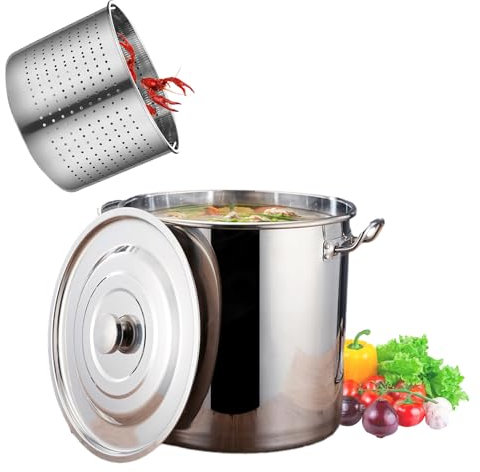 Multiple Size Heavy Duty Cooking Pots Pasta Stove Home Kitchen Cookware Turkey Fryer Kit Asparagus Pot Stainless Steel Steamer,35cm