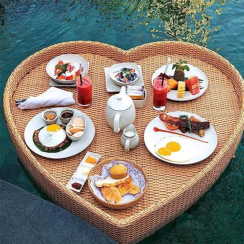 Schwimmende Schublade Luxus Schwimmenden Pool Fach, Floating Pool Fach Stilvolle Über Wasser Frühstückstablett Für Pools, Drinks, Brunch, Essen,Aprikose