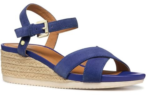 Geox D Ischia Corda B, Sandalo con Zeppa Donna, Blue, 37 EU