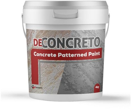 Decomin Deconcreto Beton Effekt Farbe - 4KG | Innen & Außen | Wasserabweisend, Betonoptik, Weiß, Abtönbar | Ideal für Badezimmer & Kamine