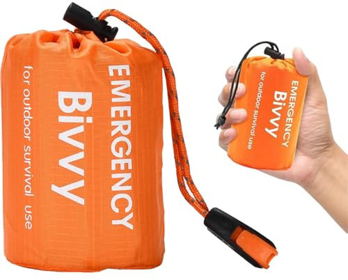 ARROMI Biwaksack, Schlafsack, Biwak, Unisex Ultralight Biwaksack, Klteabweisend Wasserdicht Leicht Notfall Schlafsack Mit Pfeife Ideal Zum Zelten Wandern Nd Abenteuer Im Freien, 245 X 150 cm