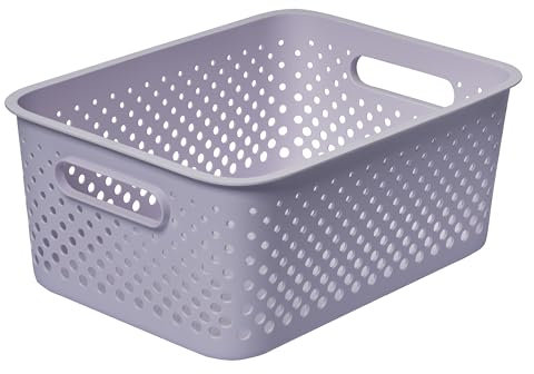 SmartStore Aufbewahrungskorb mit Griffen in lavendel 11,4L (36,5x27x15cm) I Körbchen Aufbewahrung aus recyceltem Kunststoff I Essence L Aufbewahrungskorb I Aufbewahrungsboxen mit 10 Jahren Garantie