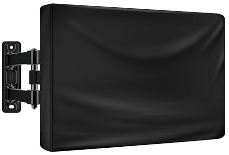 HUFUOUT Outdoor TV Cover 55-58 Inch, TV Display Protector, Waterproof and Weatherproof Outside Flat Screen Cover (55''W x 35''H), 600D Fabric, Black