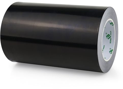 BOMEI PACK Schwarz 200mmx50m Aluminium Klebeband, selbstklebendes Alu Klebeband, Schwarz, Wasser- und hitzebeständig Band zum Versiegeln, Aluklebeband & Aluband