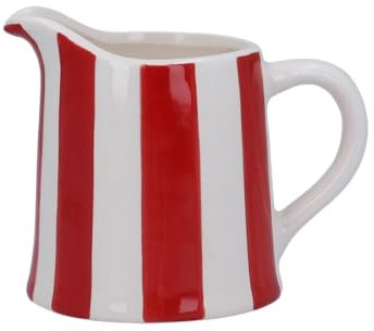 Gisela Graham Red and White Striped Stoneware Creamer Jug, 150ml