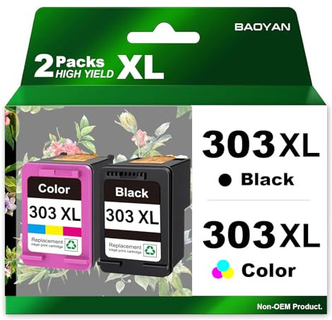 303 XL Druckerpatronen Multipack Ersatz für HP 303 Druckerpatronen Schwarz und Farbe für HP 303XL für HP Envy Photo 6230 Patronen 7830 6232 6220 7134 6234 Tango X (Schwarz Farbe 2-Pack)
