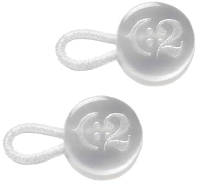 C2 Juego de 2 extensores de cuello para camisa, Mediano - Blanco - 20L | Añade hasta 2,25cm/0,89in, botones de 12,7mm/0,5in de diámetro, elástico sin coser