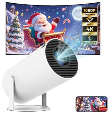 Proyector Portatil, Mini Proyector 2026 Upgraded con WiFi 6 BT 5.4, Auto Keystone + Full HD + 200ANSI 8000L + 180° Rotation, Projector Portable 4k con HDMI/USB/Smartphone/Laptop/PS5, Blanco-Negro