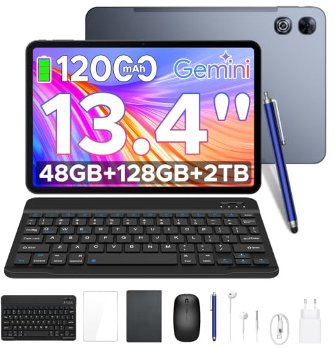 P13 Tablet 13 Pollici 2.4K Tablet Android 16 120Hz 48GB+128GB/2TB TF,Grigio