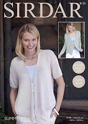 Sirdar Summer Linen DK Knitting Pattern - 8135 Cardigan with Draped Fronts