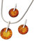 Echtes 925 Silber SCHMUCKSET mit Bernstein-Cognac, ANHÄNGER + Ohrstecker, AMBER