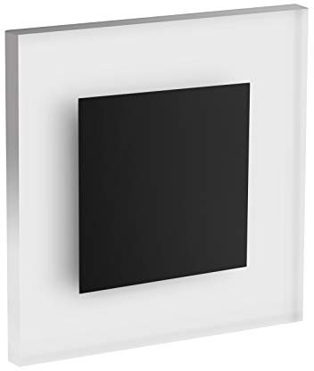 Conceptrun Premium LED Wandeinbauleuchte für Treppen, Möbel, Flur etc. Modell: WB1B warmweiß 230V AC Treppenlicht mit quadratischem Korpus aus Satinglas und schwarzer Frontblende (Black Edition)