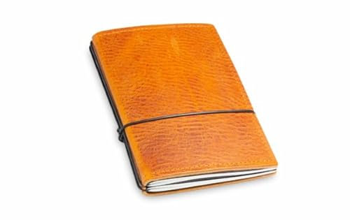 X17 Notizbuch A6, braun cognac, aus Leder. Austauschbare Notizhefte (blanko, kariert) mit Doppeltasche, Made in Germany