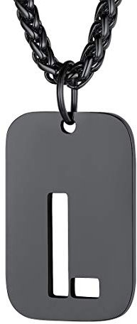 FindChic schwarz Militärischen Erkennungsmarke Alphabet L Halskette Armee Stil Dog Tag Anhänger mit Namen Gravur für Herren männer
