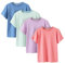 LAPASA Lot de 4 T-Shirts Enfant Garçon et Fille 100% Coton Couleur Uni Manches Courtes Col Rond Unisexe Mixte Été K01 Rose, Violet, Bleu Clair, Bleu 13 Ans
