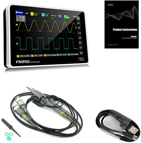 Oscilloscope de Tablette Numérique Portable (ADS1013D Plus), Kit Professionnel Anti-brûlure Intelligent avec 2 Canaux, Bande Passante de 100 Mhz, Taux d'échantillonnage 1GSa/s Écran Tactile LCD TFT 7