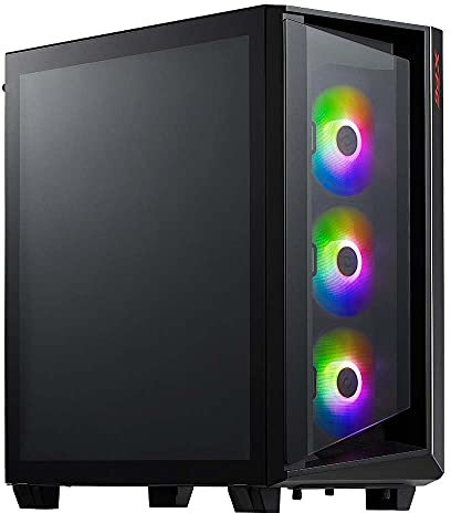 XPG CRUISER SUPER Midi-Tower-E-ATX-PC-Gehäuse (Geometrische Frontblende aus Aluminium, Glas-Seitenteil dreifach gehärtet, großräumiges Innendesign, 3 x XPG VENTO 120 ARGB Lüfter installiert, Schwarz)