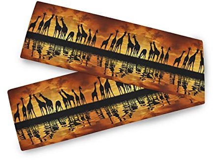 Tischläufer, Sonnenuntergang, Afrika, Giraffe, Tierfamilie, hitzebeständig, rutschfest, für Kindergeburtstag, Party, Hochzeit, moderne Tischdekoration, 178 cm lang
