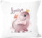 SpecialMe® Kissen-Bezug Kinder Dino Dinosaurier Schmetterling Tiemotiv mit Namen Wunschname Namenskissen Kinder Baby Mädchen weiß Standard