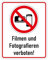 Aufkleber Verbot Hinweis „Filmen und Fotografieren verboten“ Symbol Schild Folie selbstklebend | Größe wählbar Made in Germany, Größen Name: 10x7,5cm