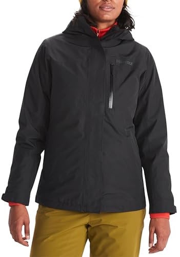 Marmot Mujer Wm's Ramble Component Jacket, Chaqueta impermeable cálida, chubasquero ligero 3 en 1 con capucha, cortavientos ligero y transpirable, Black, M