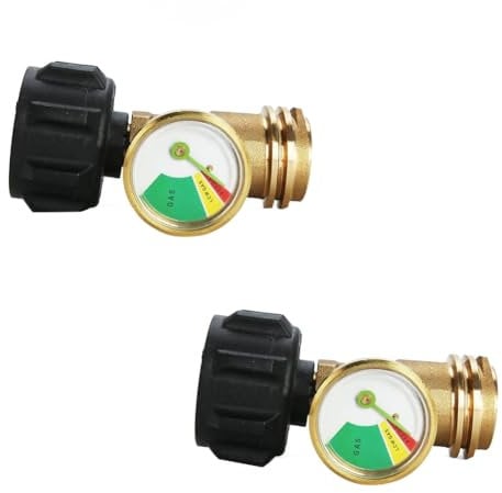 Graootoly Propan-Tankanzeige Füllstandsanzeige Lecksucher Gasdruckmessgerät Universal für alle Zylinder, massives Messing (2er-Pack) langlebig, einfache Installation