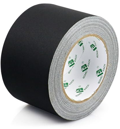 BOMEI PACK Noir Gaffer Ruban adhésif en tissu, 76MM x 30M, Mat Chiffon Tuban Adhésif, Gaffers Tape pour Câbles, Photographie