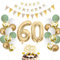 60.Geburtstag Deko Salbeigrüne, Luftballon 60. Geburtstag Männer Frau, Ballon 60. Geburtstag Grün Weiß Gold, Zahl 60 Folienballon, Geburtstag Tortendeko für 60 Geburtstag Dekoration