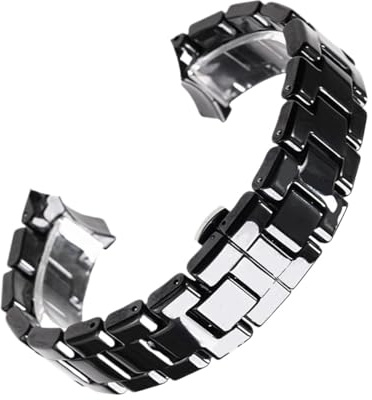 EDVENA 18mm 22mm Keramikarmband Kompatibel Mit Armani Uhr AR1400 AR1410 AR1402 AR1401 Herren Damen Band Armband Gürtel Schwarz Weiß Schmetterlingsknopf(Black rose gold,18mm)
