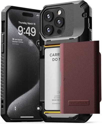 VRS DESIGN Kompatibel mit iPhone 15 Pro Max Hülle mit Kartenhalter [Damda Glide Pro], robuster, halbautomatischer 4-Kartenschlitz, hohe Haltbarkeit und Stil, entworfen für iPhone 15 Pro Max (2023),