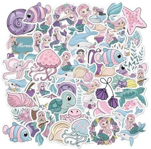 EOWVISN 100 Pieces Of Ocean Theme Stickers, Children'S Cartoon Stickers, Waterproof Children'S Stickers, Creative Graffiti Decorative Stickers, Can Decorate Water Cups And Bicycles
