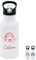 wunderwunsch® - Personalisierte Trinkflasche Kinder Edelstahl [ 500ml ] - Robuste Trinkflasche mit Namen - Wasserflasche mit Trinkhalm - Personalisierte Geschenke für Kinder (Regenbogen Blumen)
