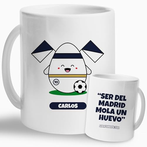 Taza Personalizada Fútbol Madridistas | Regalo Original para Aficionados del Fútbol Madrid | Taza de Cerámica | Taza para Desayuno, Café o Té | Regalo para Niños, Cumpleaños (Madrid)