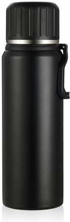 Boziee Edelstahl Thermoskanne Thermosflasche 800ML mit Becher Isolierflasche BPA Frei Tragbar für unterwegs Kaffee & Tee (Schwarz)