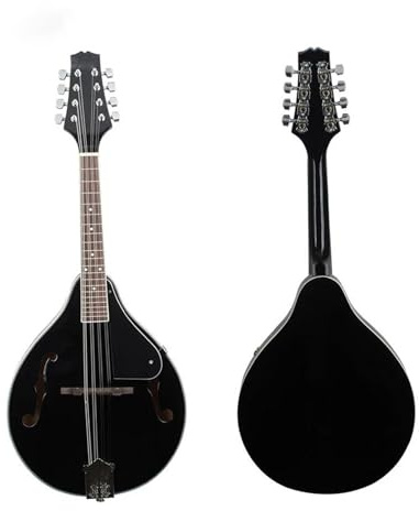Mandoline Instrument Schwarze Mandoline Im A-Stil 8-saitig Mandoline Aus Lindenholz Ebenholz Mit Tasche Stimmgerät Stoff Für Üben Von Saiteninstrumenten(A)
