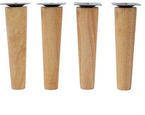 FACAIIO Elegantes 4-teiliges Massivholz-Bein-Set mit Gummi-Protektoren für Sofas, Stühle und Büromöbel (schräg 15 cm)