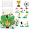 Gyufise 11Pcs Soccer Cake Topper Decoration Set - Soccer Players, Ball, Trophy - Red Yellow - Birthday, Wedding, Retirement Party Supplies