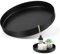 Hochwertiges Metall Serviertablett Schwarz Matt | Rundes Dekorations-Tablett Ø20cm für Adventskranz, Kerzen & Home-Deko | Stilvolles Geschenk mit Antirutsch-Unterlage