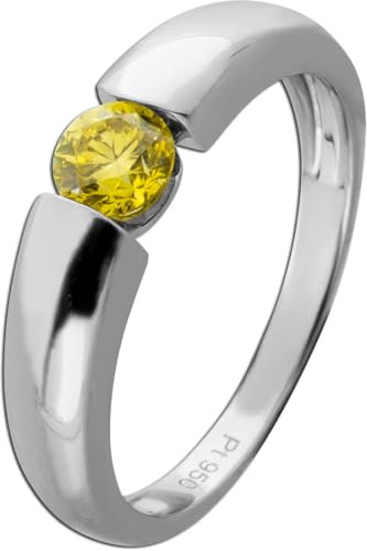 Ch.Abramowicz Brillant Solitärring Platin 950 gelber 0.50ct fancy yellow intense 19