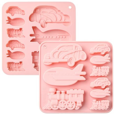 UR URLIFEHALL 2Pcs Transportation Theme Silicone Moulds Car Airplane Shaped Chocolate Moulds for Cake Decoration DIY Craft Cookies Making