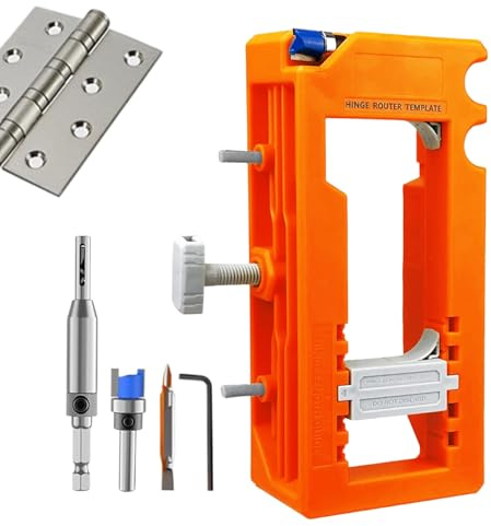 Huayeex Door Hinge Router Jig - Door Hinge Installation Kit - Adjustable Heavy Duty Jig for 3 to 5 Inch Length Residential Shower Exterior Woodworking Interior Cabinet
