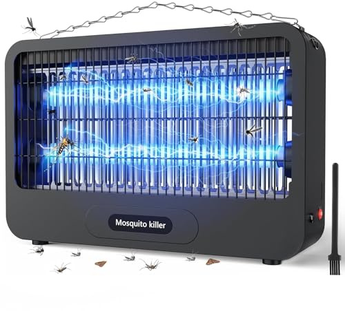 Lampada Antizanzare Elettrica 3500V, Zanzariera Elettrica 20W, UV Zanzare Elettrico con Catena metallica, Antizanzare Giardino Ecologica e Silenziosa, Adatta per Interno ed Esterno (nero-02)