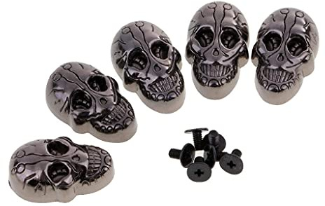 Hellery 5 Sätze Nieten Totenkopf Schraubnieten Ziernieten Gürtelschrauben Deko Rock Punk, Schwarz, 21x15mm