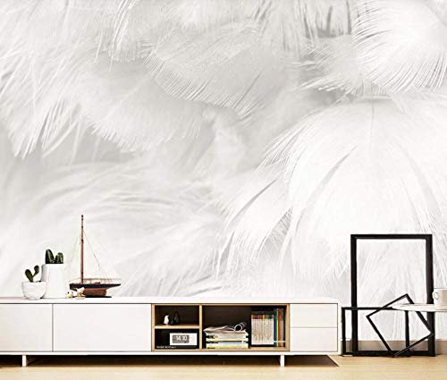 Tapete 3D Wandbild Abstrakte Reine Weiße Schöne Feder Einfach Fototapete 3D Effekt Vliestapete Wohnzimmer Wanddeko