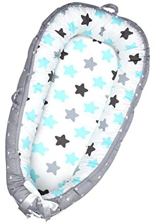 Tubayia Baumwolle Babynestchen Neugeborene Baby Kuschelnest Reisebett Babynest Nestchen für Babybett (Blauer Stern)