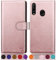 SUANPOT for Huawei P30 Lite case with [Credit Card Holder][RFID Blocking],PU Leather Flip Book Protective Cover Women Men for Huawei P30 Lite Phone case Rose Gold