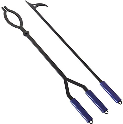 101.6 cm Feuerholzzange, Kaminholzgreifer und Feuerhaken-Set, großes Feuerstelle, Werkzeug für den Außen- und Innenbereich, Lagerfeuer, Hinterhof, Deck, Camping, rostfrei, sicher bewegt Brennholz