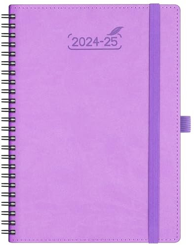 BEZEND Akademischer Terminkalender A5 2024 – 2025, Wochenansicht, Spiralbindung, Lavendel, 18 Monate bis 24. Juli 2025, Terminkalender 24/25, mit Monatstagter, Stifthalter, Deckel