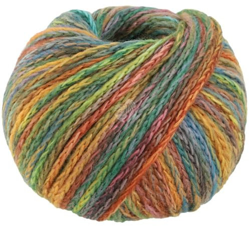 LANA GROSSA Cool Merino Big Color | Voluminöses Kettengarn aus klassischer Merinowolle | Handstrickgarn aus 90% Schurwolle & 10% Polyamid | 50g Wolle zum Stricken & Häkeln | 90m Garn FB 404