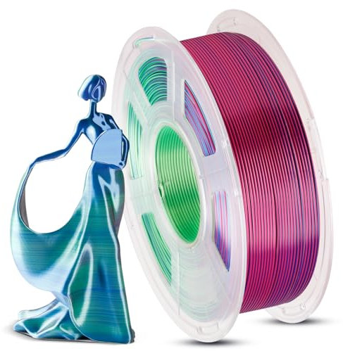 ANYCUBIC Silk PLA Filament, Tri Color PLA Silk Filament 1,75mm, 360° Farbwechsel 3D Drucker Filament, Seidentexturen Prächtige Farbe 1KG Blau Grün Lila